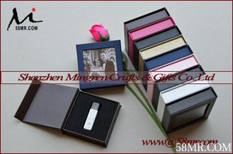 China Wedding Fabric Linen Special Paper USB Flash Drive Storage Packaging Gift Box supplier