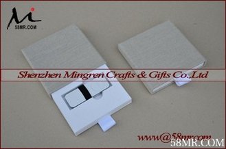 China Fabric Linen Special Paper USB Flash Drive Storage Packaging Gift Box in Drawer Style supplier