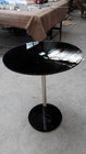 Toughened glass black round table glass coffee table