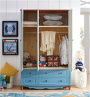 mediterranean style wooden bunkbed for kids bedroom furniture blue bunkbed