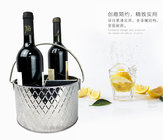 Stainless steel, double-walled insulation,4 grids bottle ice wine bucket with lifting hander, mirror polishing