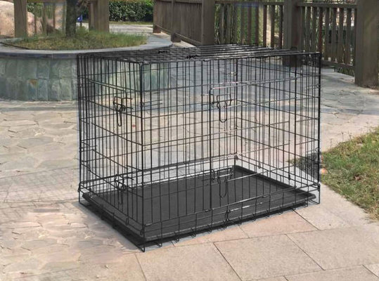 China 48'' Black Powder Coated Wire Mesh Small Size Dog Kennel  with ABS Plastic Tray with One door/Two door/Three door supplier