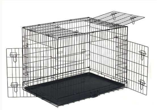 China 36'' Black Powder Coated Wire Mesh Small Size Dog Kennel  with ABS Plastic Tray with One door/Two door/Three door supplier