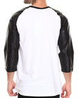 Blank tshirt 3/4 leather sleeves for wholesale t shirt price china