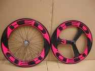 New700c China cheap 70mm front tri-spokes&88rear carbon clincher wheelsets for track bike