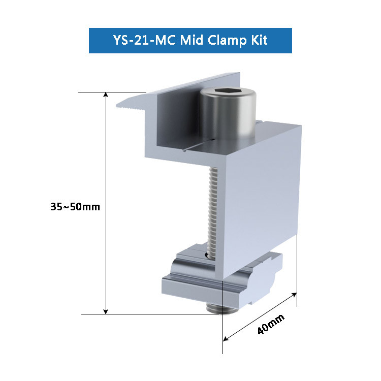 AL 6005-T5 Anodized End Clamp Of Solar Roof Mounting Systems With Cutting / Drilling / Punching