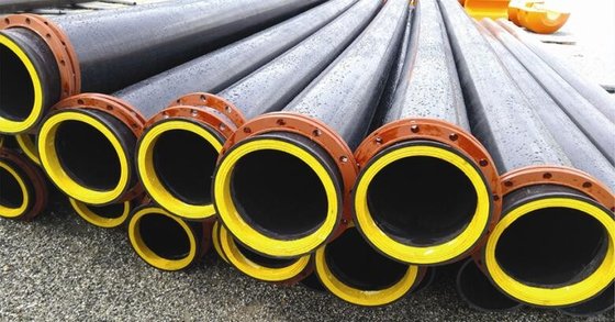 China qualified black hdpe flared pipes with steel ring inside supplier