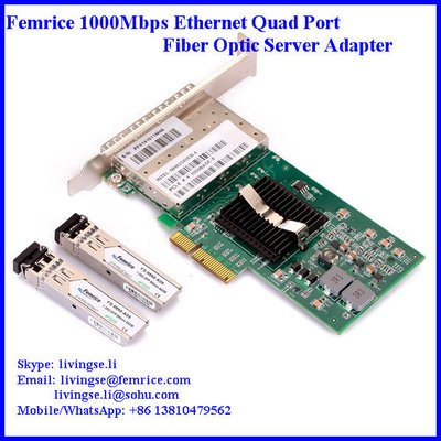 China 1G Quad Port Network Standard, 1000Mbps Ethernet fiber optical network adapter supplier