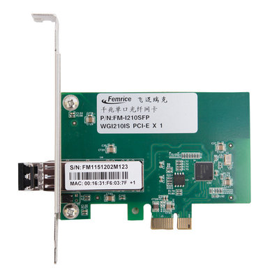 China 1000Mbps Fiber Optic Network Interface Cards 1 Gbps I210 PCIex1 Single Port SFP Slot Network Adapter supplier
