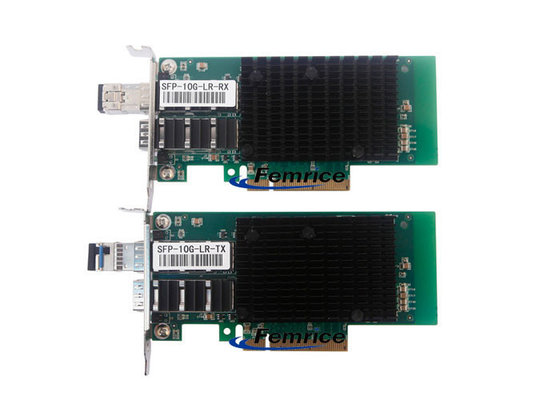 China Femrice 10Gbps Dual Port Unidirectional Transmit Gigabit Ethernet Server Adapter PCIe x8 SFP+ Slots Network Controller supplier