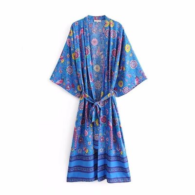 Plus Size Women Long Kimono Cotton Cover Ups