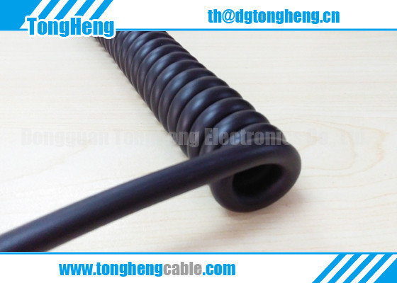 China Good Quality Half Matt Black Colour Flexible Customized Spring Coiled Cable supplier