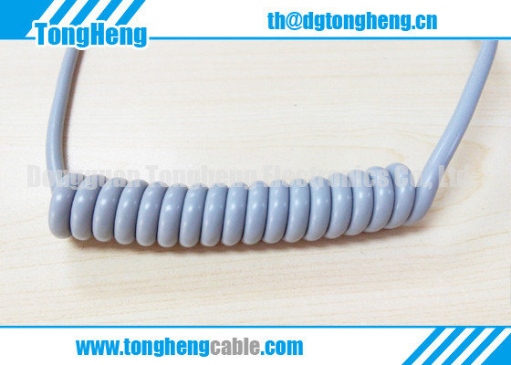 China Glossy Gray Colour Long Flex Life TPU Coated Customized Coil Cable supplier