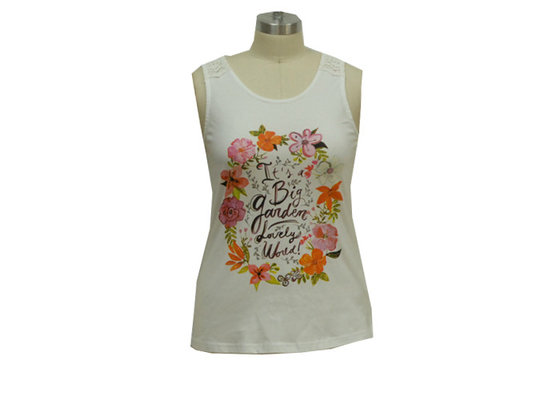 China Round Neck Flowy Ladies Tank Tops White Camisole Tank Top Lace Stitching Shoulder supplier