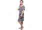 Printing Crinkled Ladies Satin Pyjamas Short Dress With Smocked At Shoulder supplier
