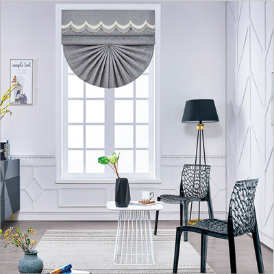 European style fan shape grey Roman blind track modern simple Customized living room dining room solid color