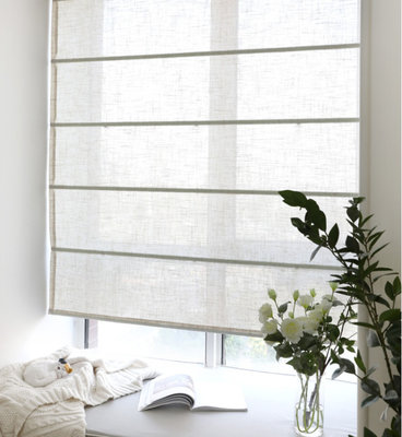 Europe Japan new China style white Plain linen curtain Roman blind for bedroom living reading dinning room balcony