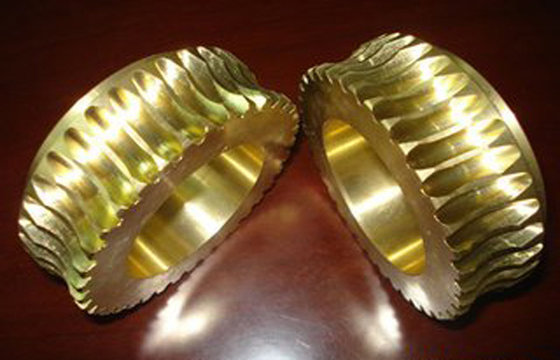 China Durable Gold Brass Worm wheel / gear hobbing services and CNC Turning supplier