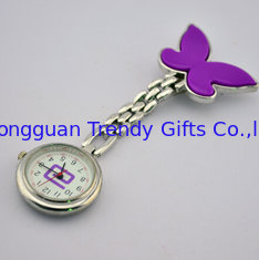 China Fashion Butterfly Metal Nurse Doctor Watch Clip Nurse Hang Watch With White Face, Brand Your Own Logo,10 Colors Stock supplier