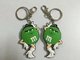 Mini 3D Double-sided M Beans Shape Rubber Soft PVC Keychains In Green Color For Promotion Gift supplier