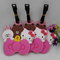 Pink Hello Kitty Friends Rubber PVC Luggage Tags Suitcase Luggage Tags With Black Plastic Rope, Accept OEM 2D Or 3D supplier