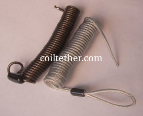 China High quality 5.0mm spring steel wire lanyard with plastic coated loops and terminals sprin supplier
