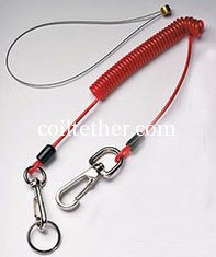 China Transparent Red Spring Steel Wire Lanyard with Swivel Heavy Duty Hook Clips Good Ideal for Tools supplier