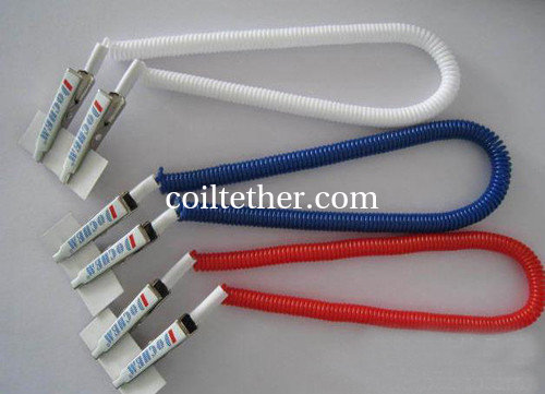 Plastic dental bib clips flexible napkin holder expanding coiled spring leash scarfpin supplier