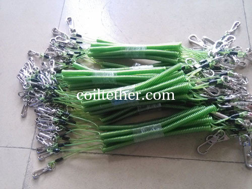 Transparent green spring string coil lanyard semi-finished coiled tether leash holders supplier