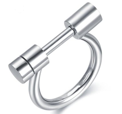 China Stainless Steel Fashion Jewelry Dumbbell Shaped Finger Ring for Women Silver Golden Color Open Finger Rings supplier
