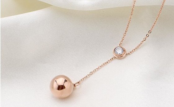 China Fashion Jewelry Necklace Stainless Steel Rose Gold Diamond Necklace supplier
