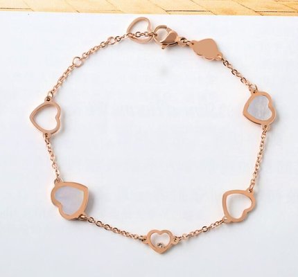 China Open Heart  Bracelet for Girls Fashion Jewelry White Sheel Heart Design Bangle 18K Rose Gold Open Heart supplier