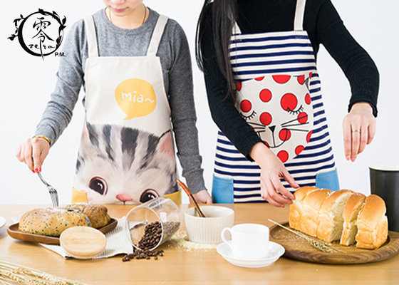 Cute Animals Women Kitchen Apron with Pockets Extra Long Ties For Cooking