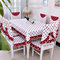 Cotton red dot tablecloth and chair cover set for 6 seater, China factory for table linens supplier