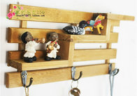 3 hooks Family Wall Hanger Cloth Hats Bag Key wood Hook wooden ladder shelf home decorator