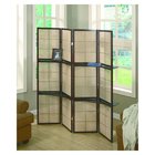 4 Panels Wooden Frame Bamboo Folding Movable Screens Room Divider