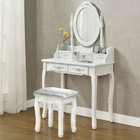 Vanity with Mirror and Stool Set