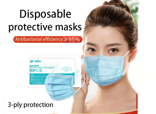 China 3-Ply Disposable Mouth Mask Non-woven fabrice melting spray cloth in the middle Face Mask Unisex Anti Bacteria supplier