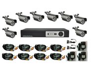 CCTV Security System 8CH H.264 Digital Video Recorder Kits, 8pcs Waterproof Bullet Cameras
