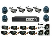 8CH(2CH D1 +6CH CIF ) H.264 DVR Kit, 8PCS 700TVL Bullet + Dome CCTV Cameras DR-7108AV5023E