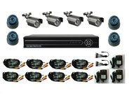 H.264 8CH DVR Kits, 700TVL 4PCS Dome and 4PCS Bullet CCTV Cameras DR-7408AV5023E