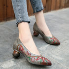 S006 Manufacturer 2020 retro ethnic embroidery pointed high heel leather women's shoes spring and summer leather handmad