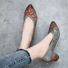 S006 Manufacturer 2020 retro ethnic embroidery pointed high heel leather women's shoes spring and summer leather handmad