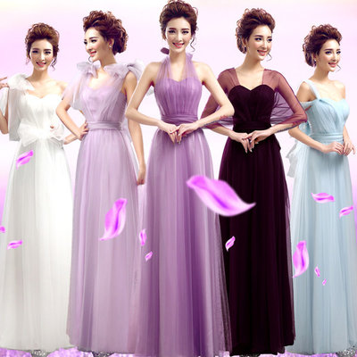 China White Purple Light Purple Color Halter Long Section Bridesmaid Dress Evening Dress TSJY126 supplier