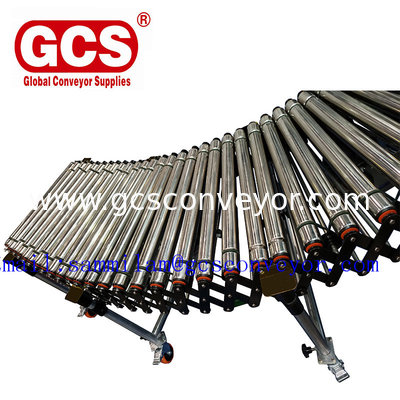 Double Row Telescopic Skate Roller Conveyor/cut to length line roller unloading table/Flexible telescopic screw roller c