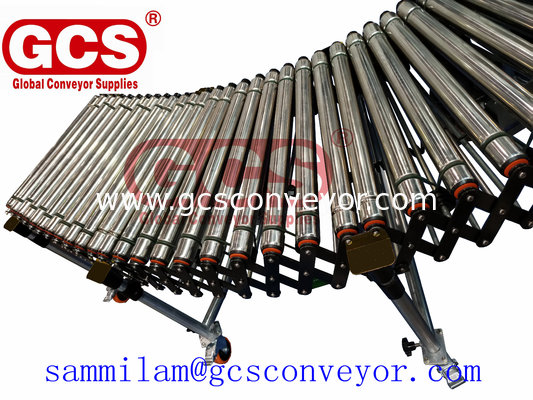 Double Row Telescopic Skate Roller Conveyor/cut to length line roller unloading table/Flexible telescopic screw roller c