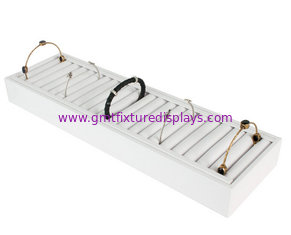 China Bangle Bracelet and Ring Jewelry Display Tray 21 Slots White Leatherette supplier