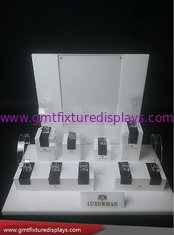 China Removal Countertop Plexiglass Watch Display Rack White &amp; Clear Acrylic Watch Stand supplier
