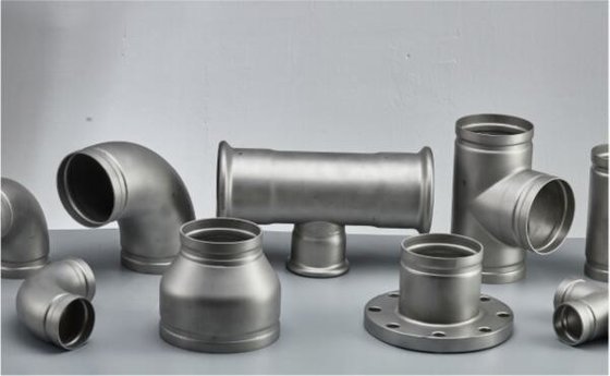 Stainless Steel Grooved Pipe Fittings With Sandblasting / Polishing Surface Treatment