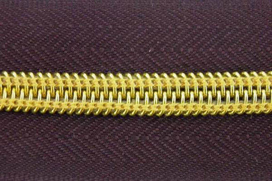 China Long Chain  5#  8# Auto Lock Close End Open End Nylon Tape Gold Teeth zip Zipper Roll supplier